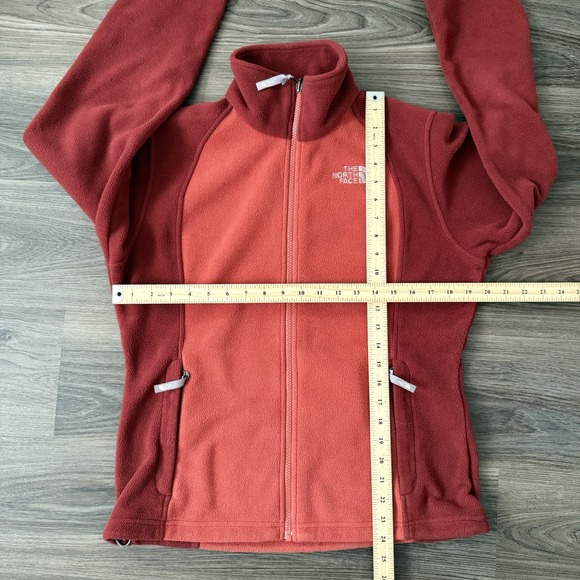 North Face Jacket Sweater Womens Medium Orange Maroon Fleece Full Zip Outdoors - Picture 4 of 10